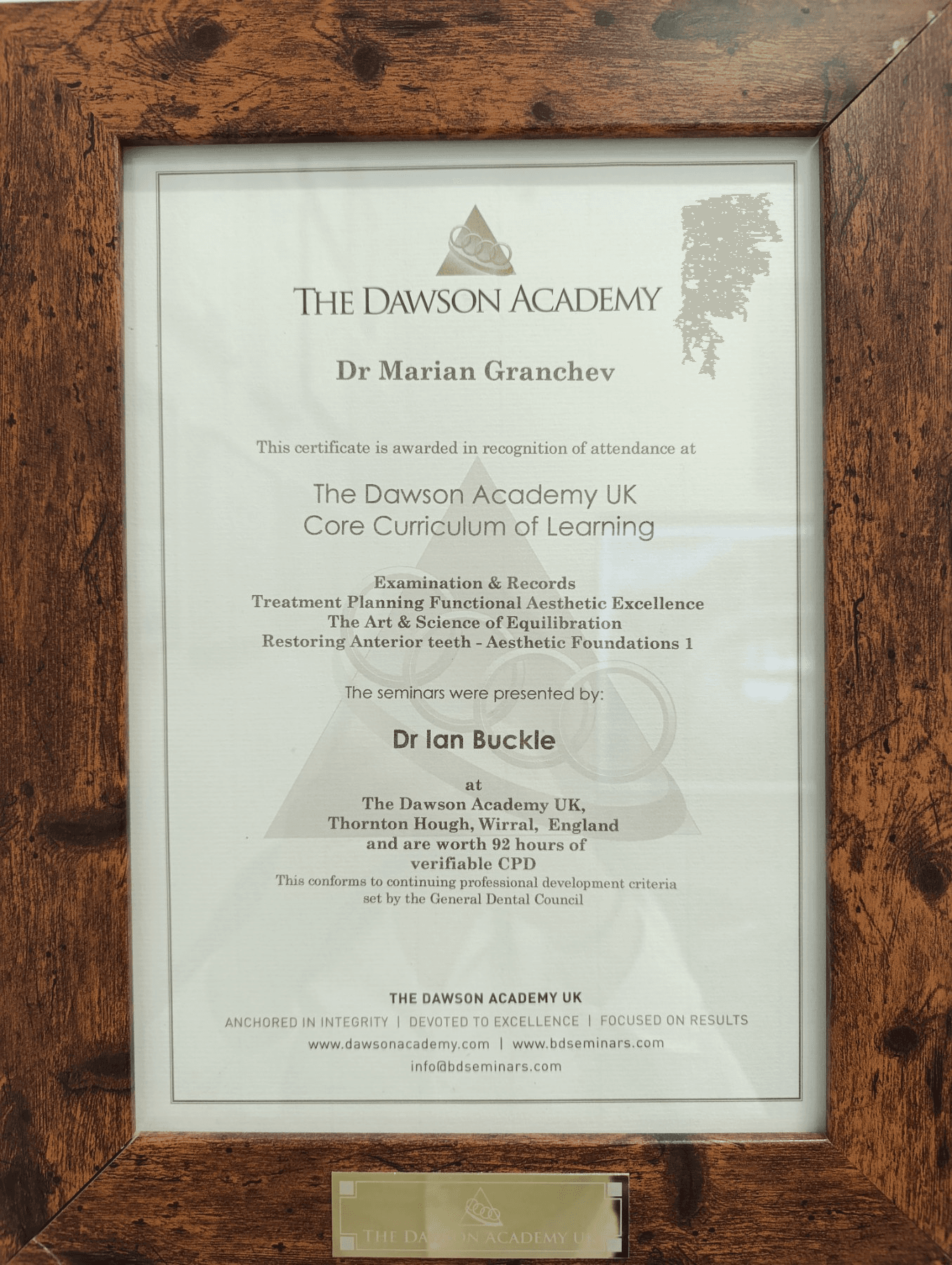 Сертификат от Dawson Academy